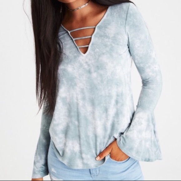 American Eagle Outfitters Tops - AEO Tie Dye Soft Sexy Strappy Bell Sleeve Top